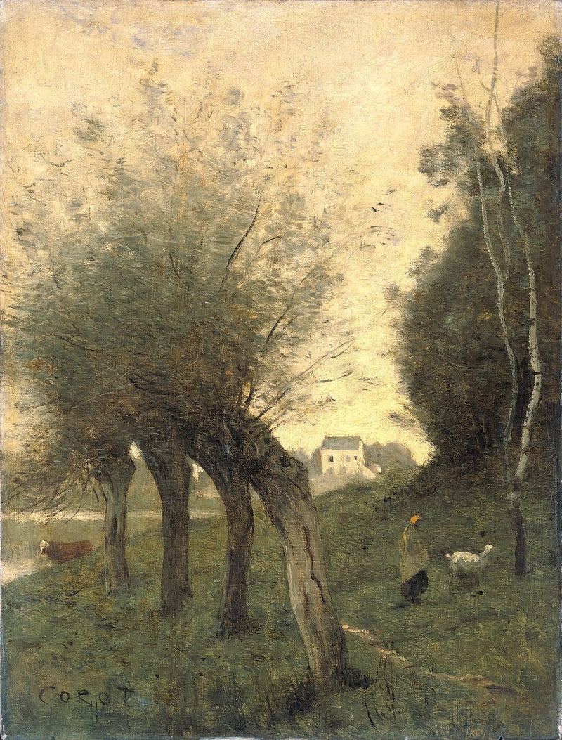 Sağlam ağaçlar ile manzara - Jean-Baptiste Camille Corot