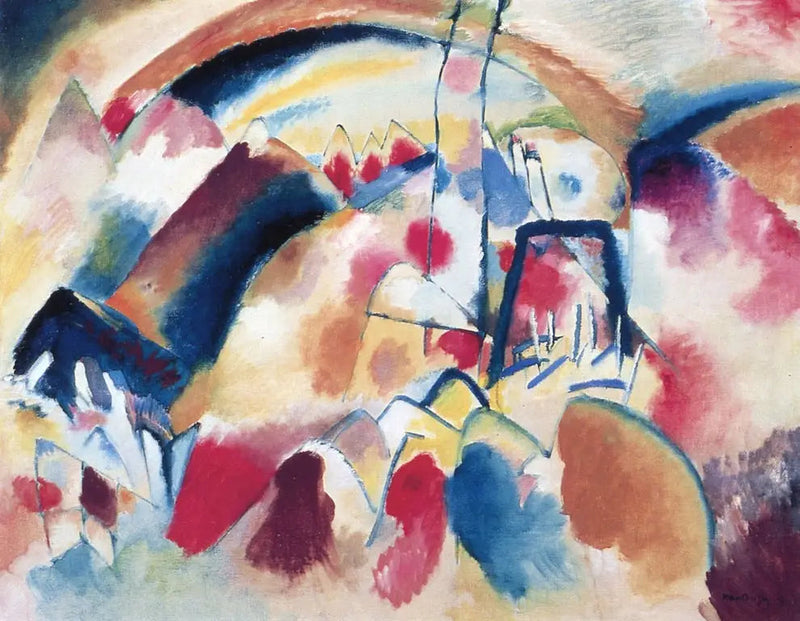 Kırmızı Lekelerle Manzara - Vassily Kandinsky