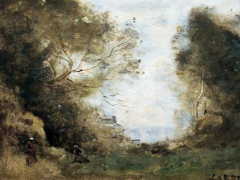 Manzara ve Bir Orman - Jean-Baptiste Camille Corot