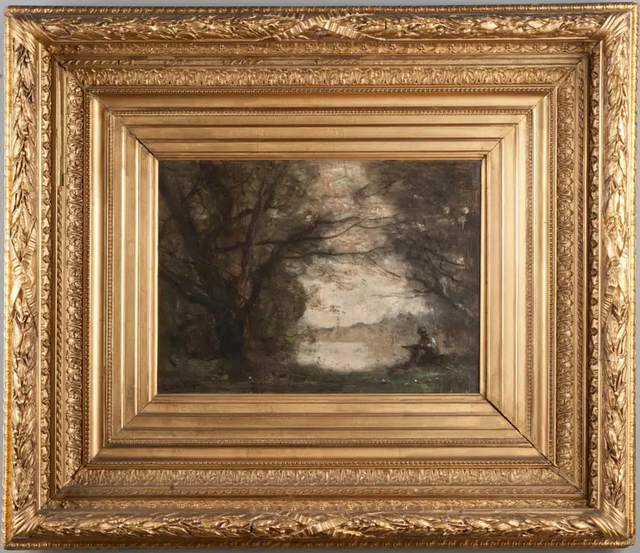 Manzara ve Çizim Yapan Bir Çocuk - Jean-Baptiste Camille Corot