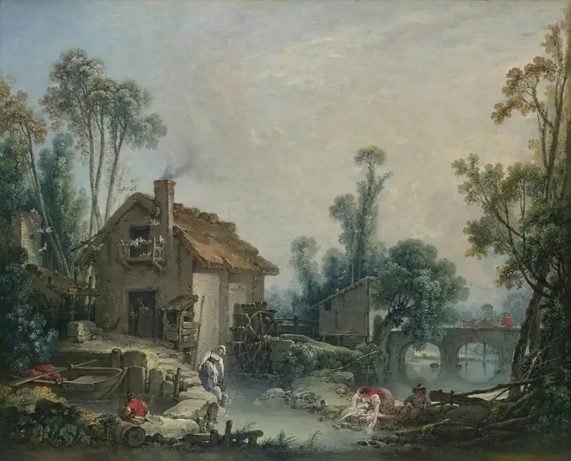 Su değirmeniyle manzara - François Boucher