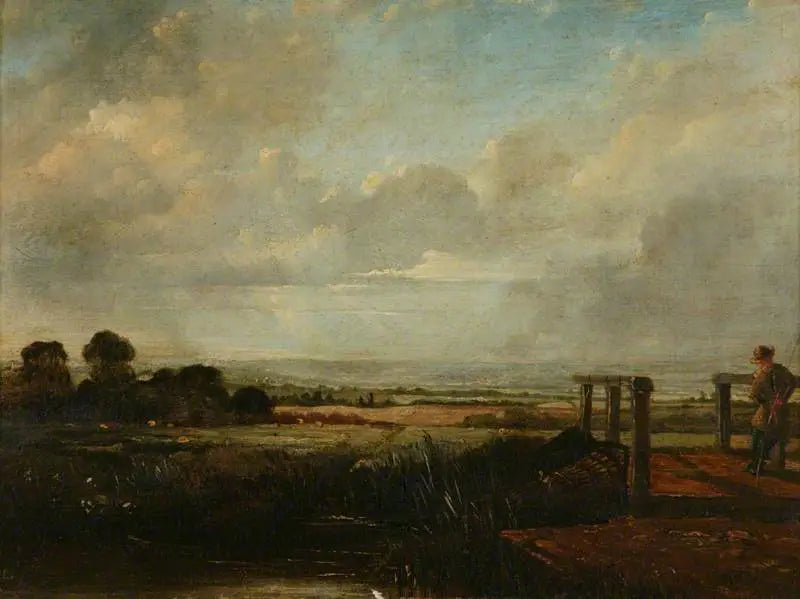 Bir Köprü Üzerinde Balıkçıyla Manzara - John Constable