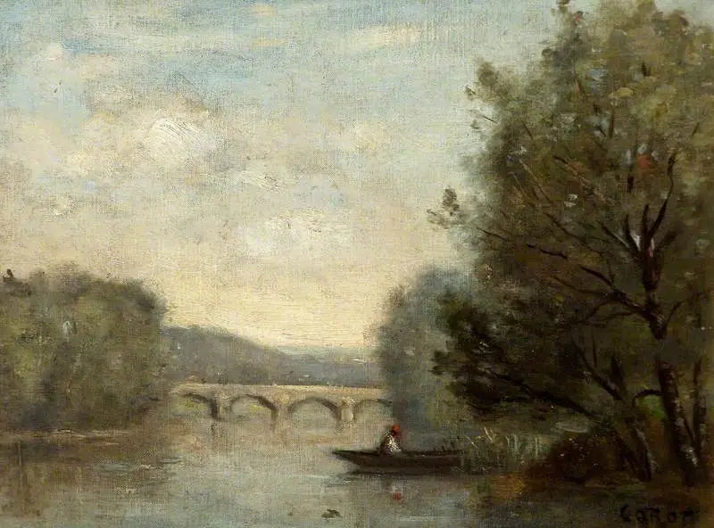 Köprüyle Manzara - Jean-Baptiste Camille Corot