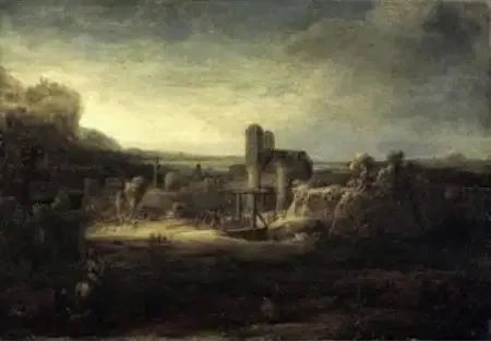 Bir Kilise ile Manzara - Rembrandt