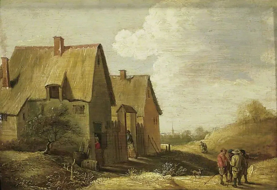 Manzara, bir çiftlik ve figürler ile - David Teniers genç