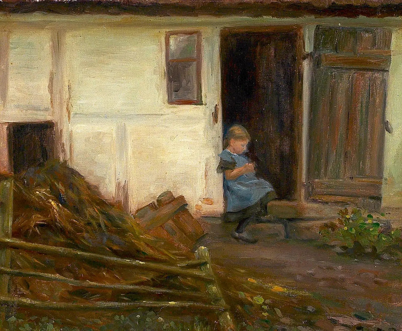 Bir Kapıdaki Kız ile Manzara - H. A. Brendekilde