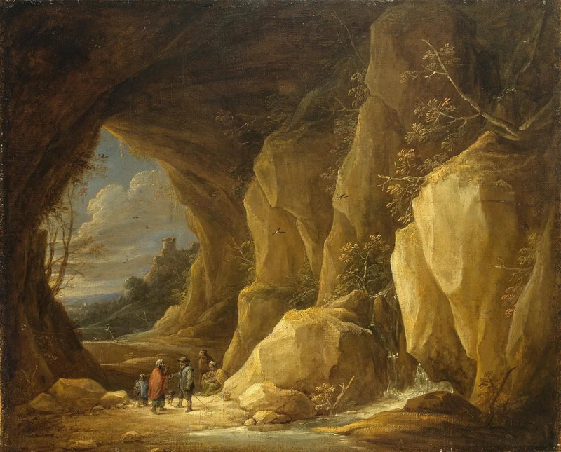 Manzara, bir mağara ve bir grup çingeneyle - David Teniers le Jeune