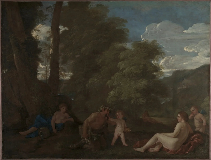 Nymphe ve Satyr ile Manzara - Nicolas Poussin