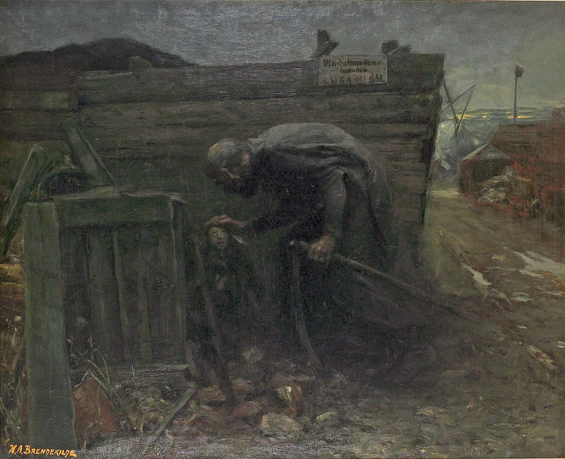 Geceyle fakir bir kızın manzarası. - H. A. Brendekilde