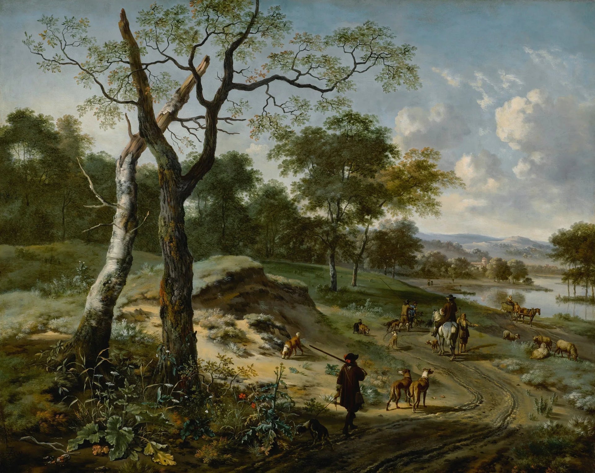 Paysage avec une rue - Adriaen van de Velde image 1 copie de tableau peinte à la main