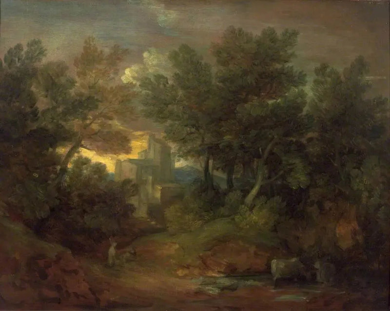 Ağaçlık Manzara ve Bina - Thomas Gainsborough