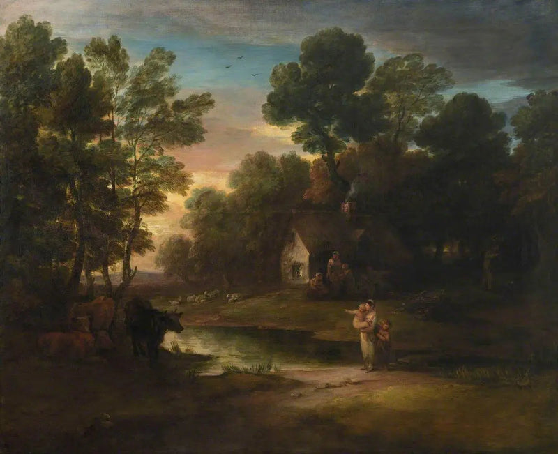 Ağaçlık Manzara ve Bir Gölet Kenarında Hayvanlar - Thomas Gainsborough