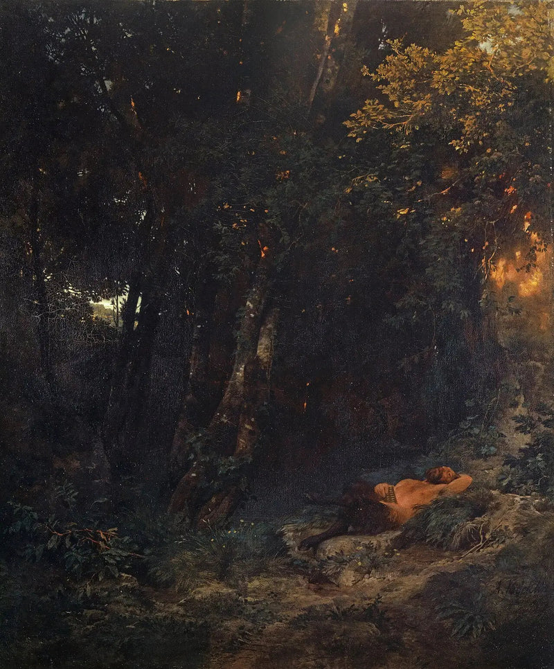 Ağaçlık Manzara ve Dinlenen Pan - Arnold Böcklin