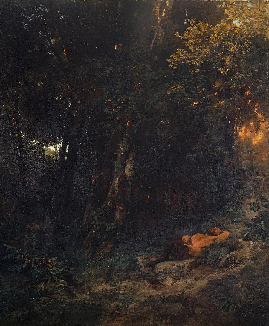 Ağaçlık Manzara ve Dinlenen Pan - Arnold Böcklin