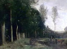 Bir Köy Manzarası Ağaçlıklı Peyzaj - Jean-Baptiste Camille Corot
