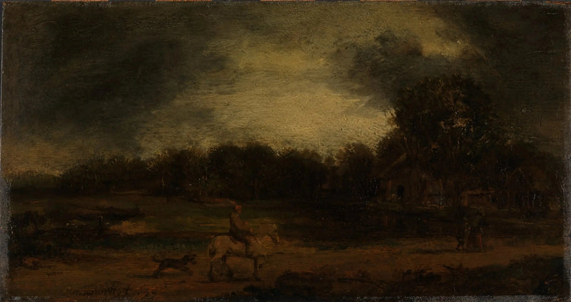 Bir Süvari ile Manzara - Rembrandt