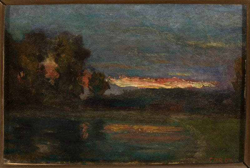 Manzara – Su Kenarında Gün Batımı - Jean-Baptiste Camille Corot