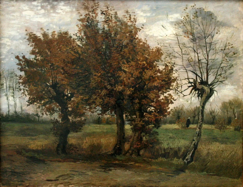 Dört ağaçlı sonbahar manzarası - Vincent van Gogh