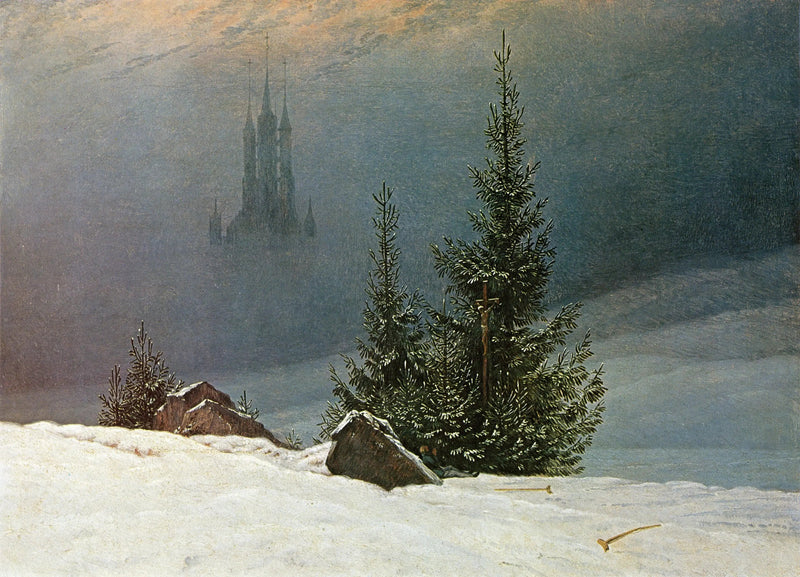 Kış Manzarası ve Kilise - Caspar David Friedrich