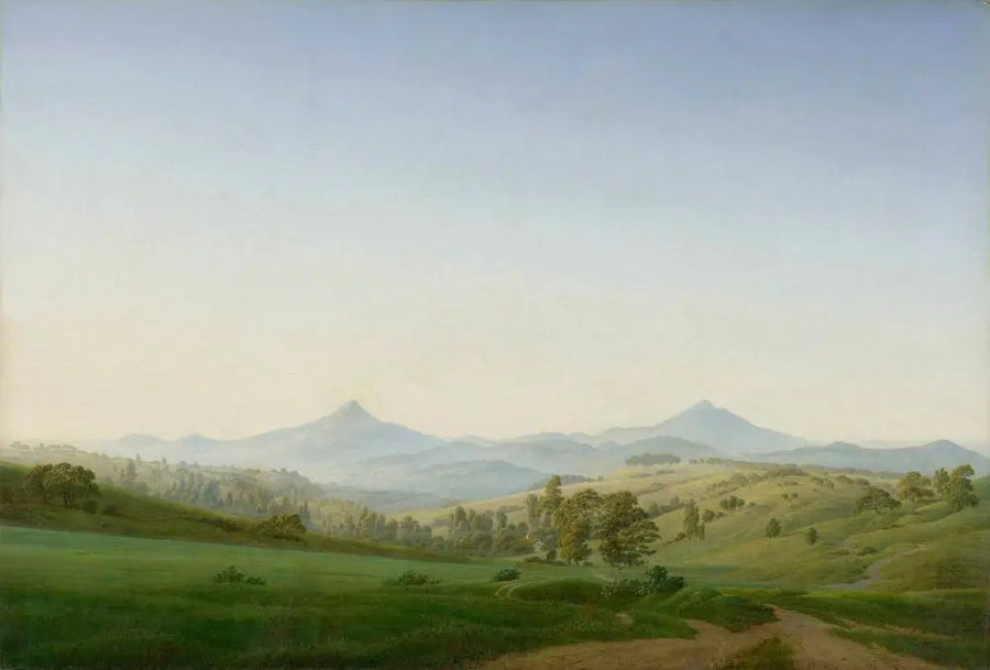 Milleschauer Dağı ile Bohemya Manzarası - Caspar David Friedrich