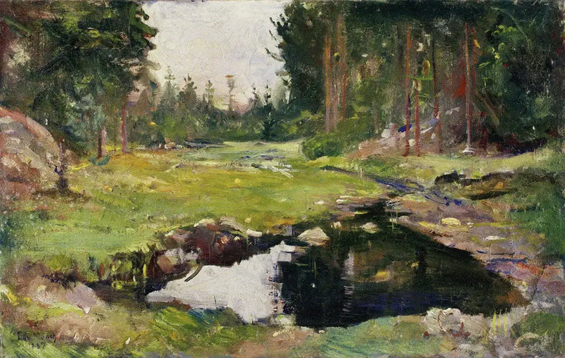 Küçük bir göletli orman manzarası - Edvard Munch