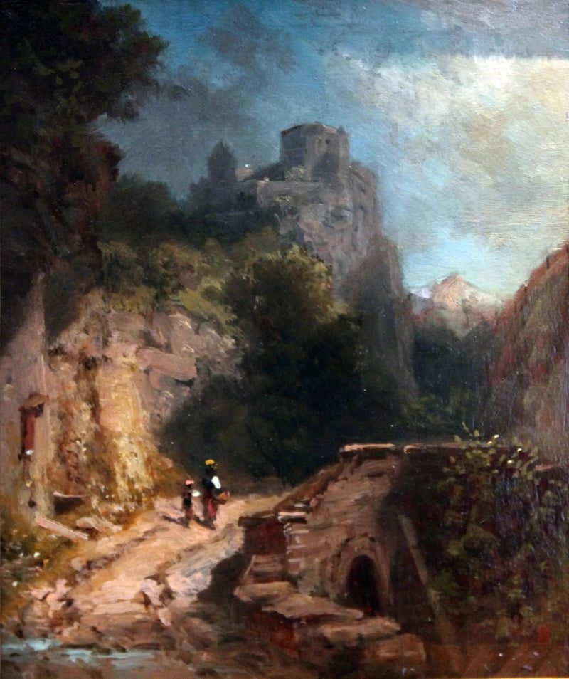 Dağ Manzarası, Köprü ve Kale - Carl Spitzweg