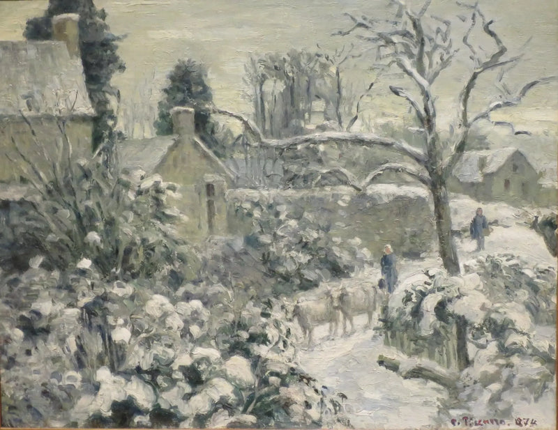 Montfoucault'da İnekli Kar Manzarası - Camille Pissarro