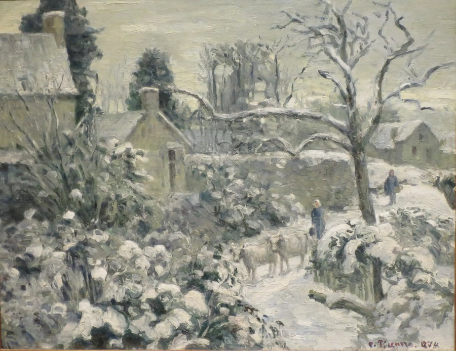 Montfoucault'da İnekli Kar Manzarası - Camille Pissarro