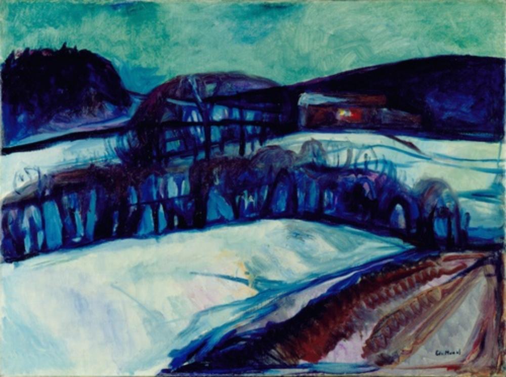 Reproduction du tableau « Paysage de neige la nuit - Edvard Munch » par Alpha Reproduction en peinture à l’huile