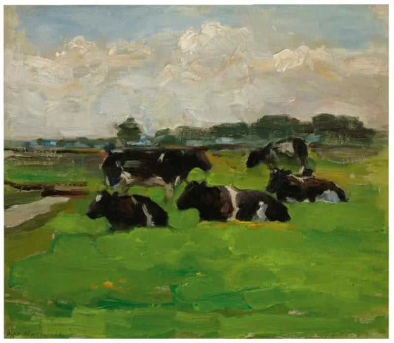 Beş inek grubuyla polder manzarası - Piet Mondrian