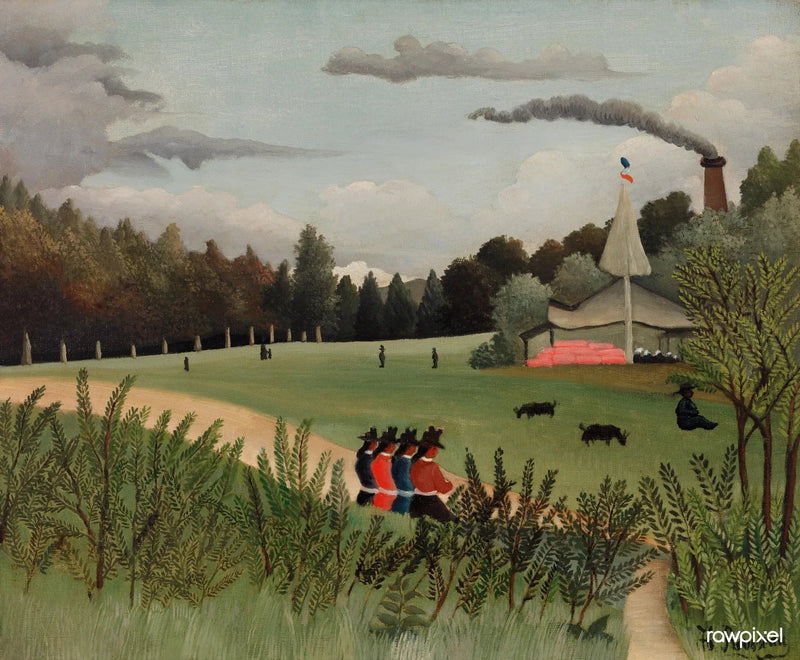 Manzara ve Dört Genç Kız - Henri Rousseau