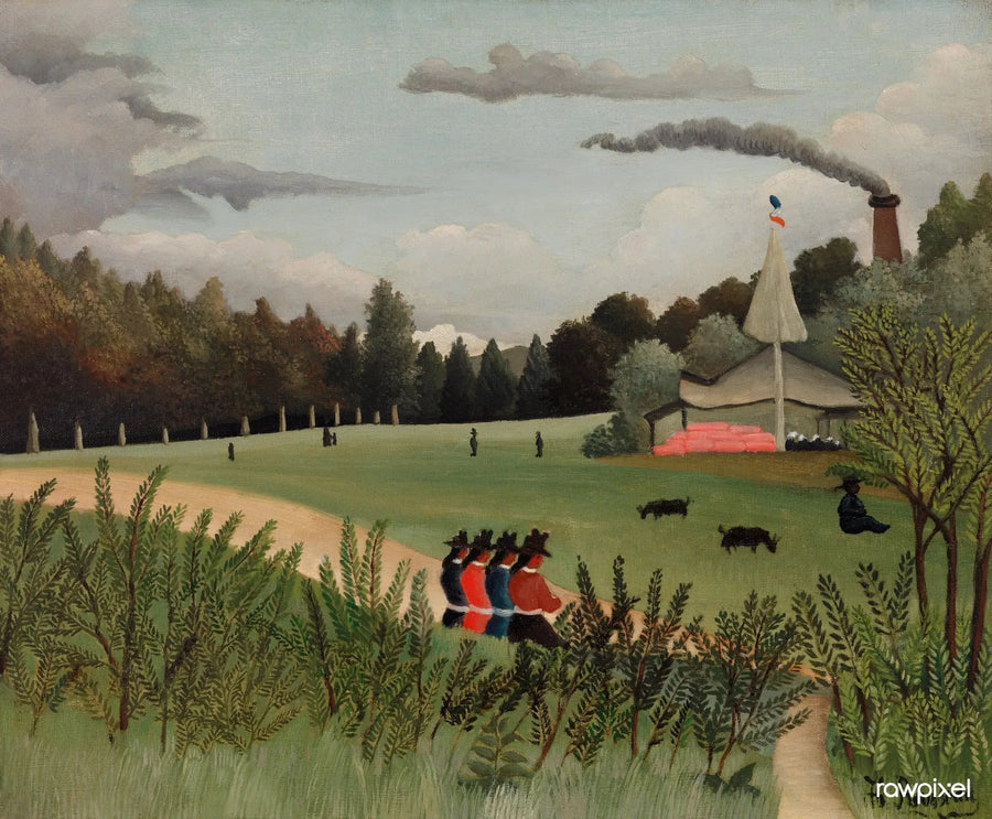 Manzara ve Dört Genç Kız - Henri Rousseau