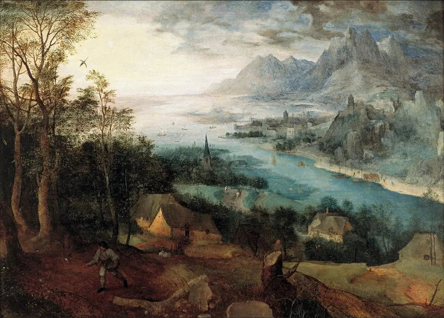 Nehir Manzarası ve Ekin Ekenin Parabolü - Pieter Brueghel the Elder