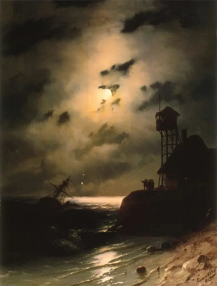 Ayışığında Deniz Manzarası ve Gemi Enkazı - Ivan Aïvazovski