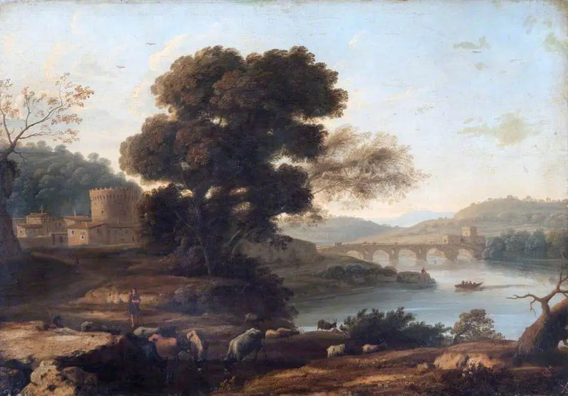 Roma, Ponte Molle ile Kırsal Manzara - Claude Lorrain