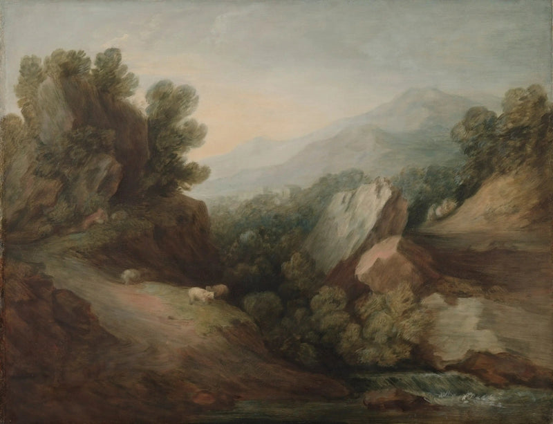 Kayalık ve ağaçlık manzara, bir vadi ve baraj ile - Thomas Gainsborough