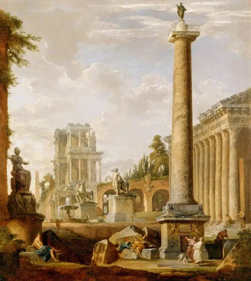 Trajan Sütunu ile Roma Manzarası - Giovanni Paolo Panini