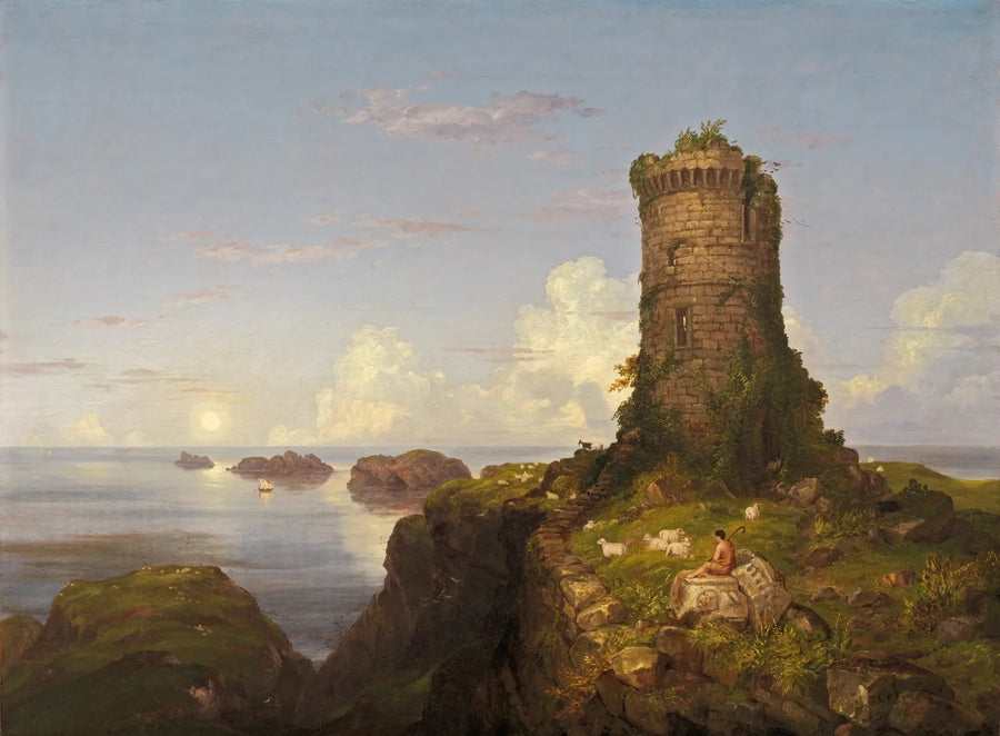 Romantik Manzara ve Yıkılmış Kule - Thomas Cole