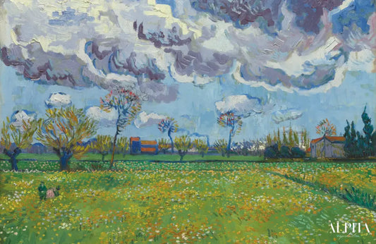 Paysage sous un ciel tourmenté - Van Gogh - Reproductions de tableaux et peintures haut de gamme