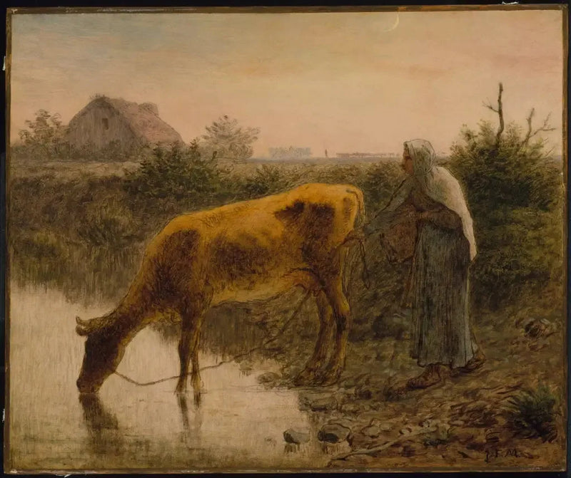 Çiftlikte Sığırını Sulayan Köylü - Jean-François Millet