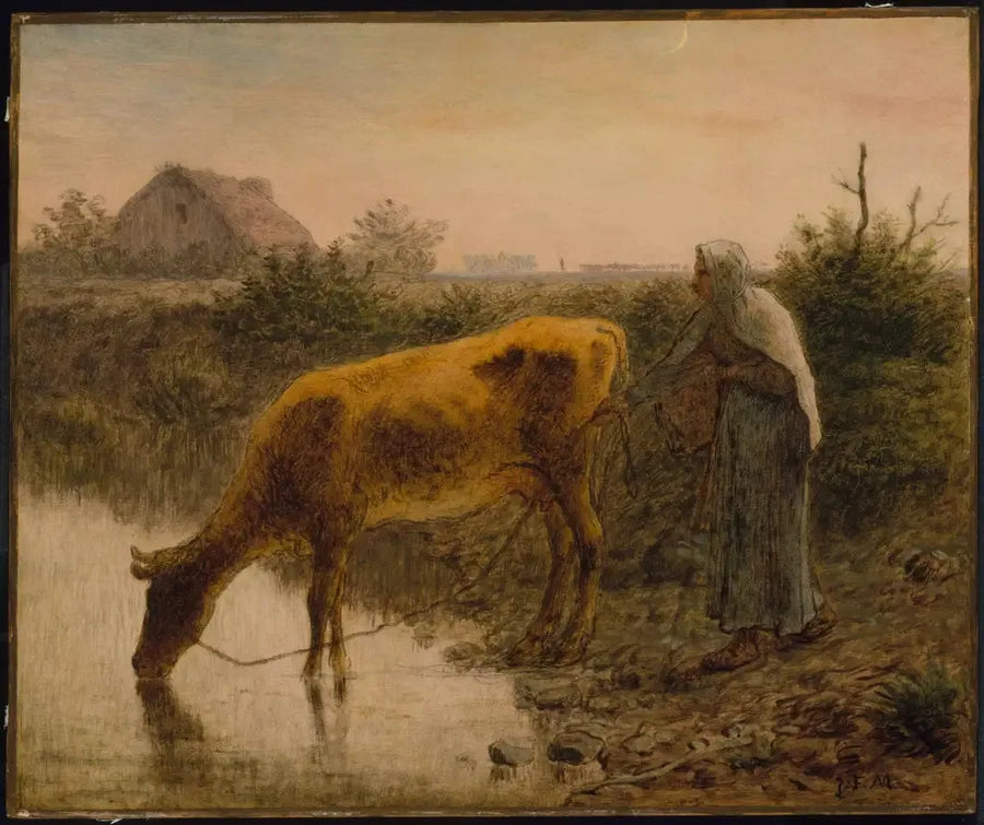 Çiftlikte Sığırını Sulayan Köylü - Jean-François Millet
