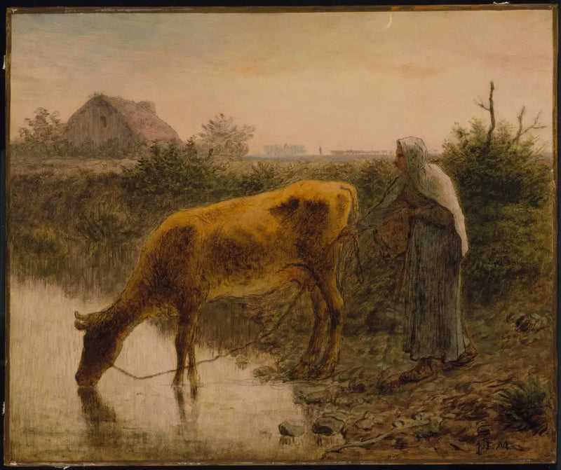 Çiftlikte Sığırını Sulayan Köylü - Jean-François Millet