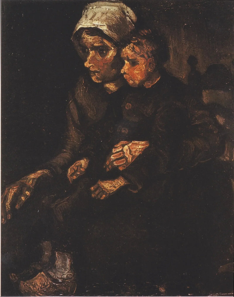 Dizlerinde bir çocukla köylü kadın - Vincent van Gogh