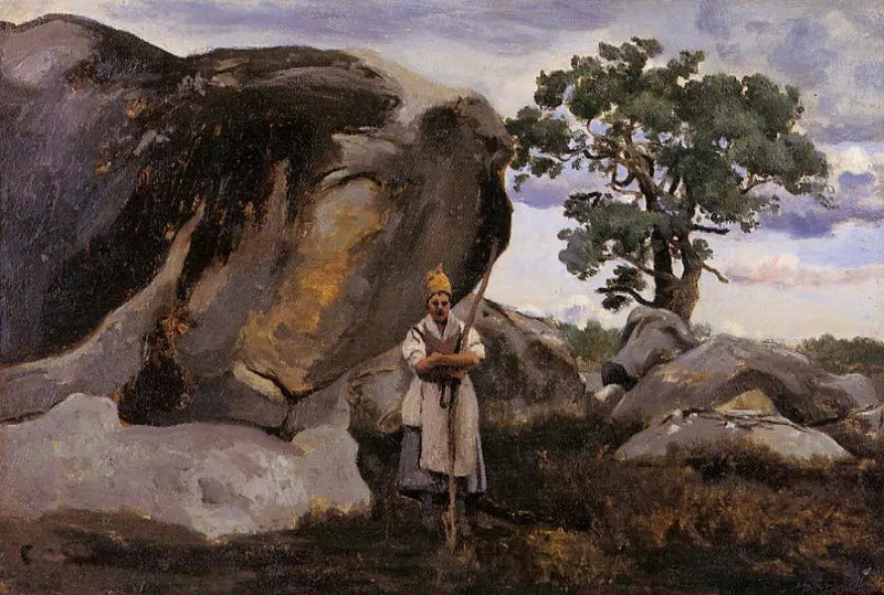 Fontainebleau Ormanı'nda Köylü - Jean-Baptiste Camille Corot