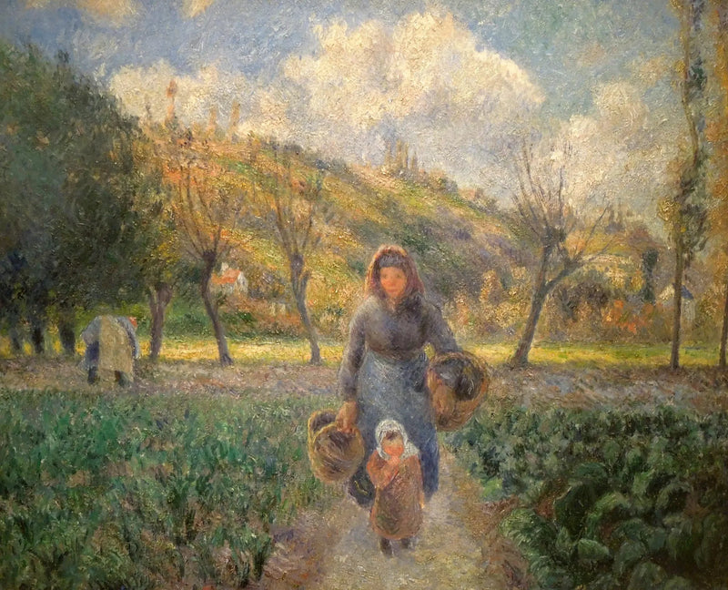 Tarlalardan dönen köylü kadın ve çocuk, Auvers-sur-Oise - Camille Pissarro