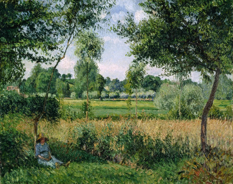 Bir ağacın dibinde dinlenen köylü, güneş etkisi, Éragny - Camille Pissarro