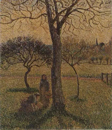 Ceviz Ağacının Yanındaki Köylüler - Camille Pissarro