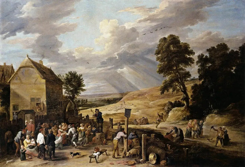 Çiftçiler, bir hanın önünde dans ederken - David Teniers le Jeune