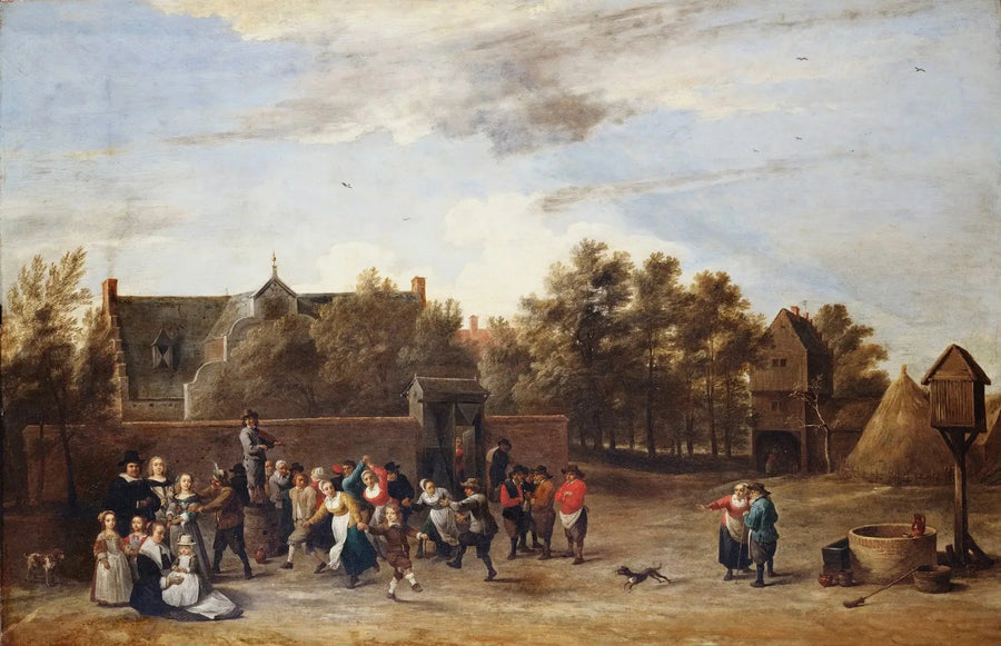 Çiftçiler, kırsal bir evin önünde dans ediyor - David Teniers le Jeune