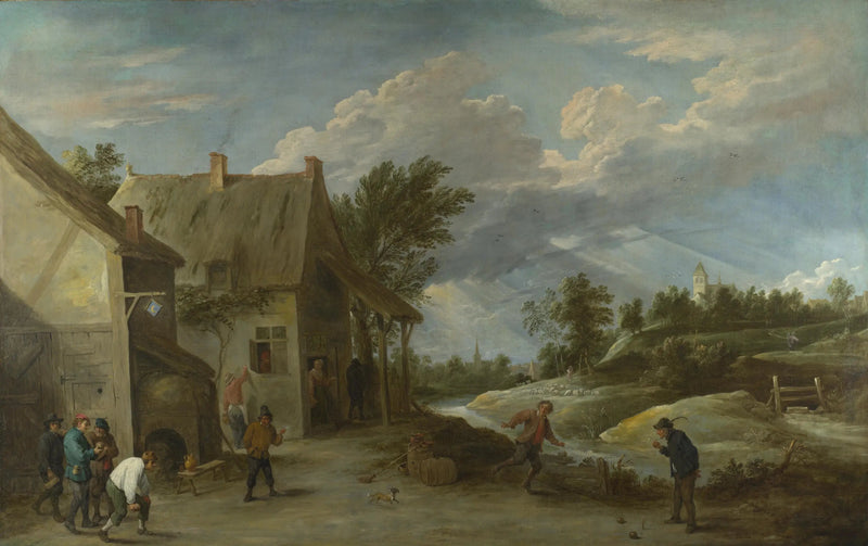 Köydeki bir hanın önünde top oynayan köylüler - David Teniers le Jeune